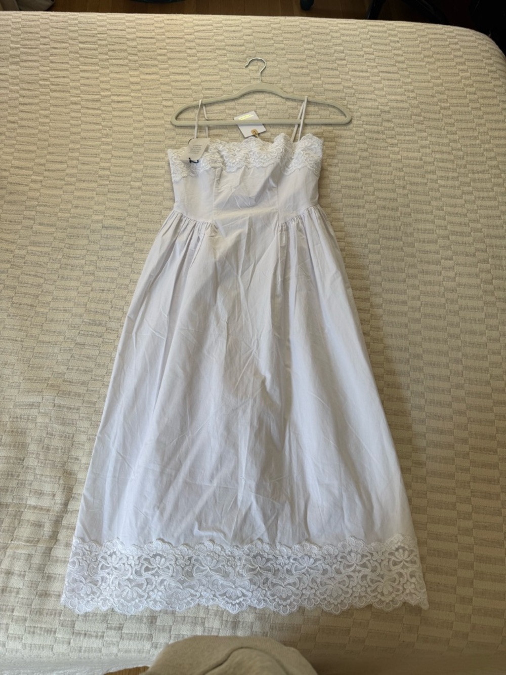 NWT White Lace-Trim Midi Dress - Picture 2 of 2